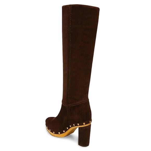 Veronica Beard Glendale Block heel Clog Knee Boots Brown 8 - Picture 5 of 10